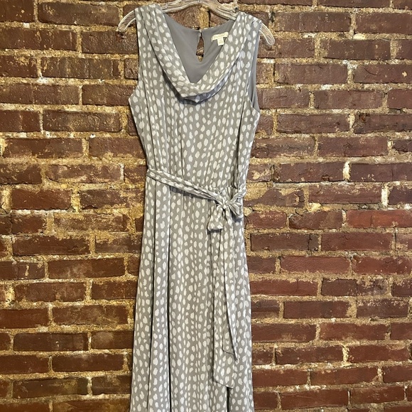 Prelude Grey White Midi Drape Neckline Matching belt Size14 - Picture 2 of 13